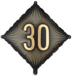 PartyDeco S. r. o 30. Évszámos lufi, fólia, fekete, arany számmal