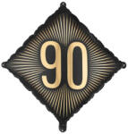 PartyDeco S. r. o 90. Évszámos lufi, fólia, fekete, arany számmal