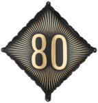 PartyDeco S. r. o 80. Évszámos lufi, fólia, fekete, arany számmal