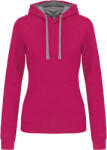 Kariban K465 / Női pulóver kontrasztos kapucnival - fukszia/finomszürke M (20K465u5402)