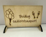  Lézervágott fa tábla - "Boldog születésnapot! (FEB04)