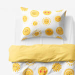 Goldea gyermek pamut ágyneműhuzat duo - mosolygós napocskák, sárga hátoldal 150 x 200 és 50 x 60 cm
