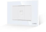 Luxion Priza Telefon 1M + 2 Taste False LUXION cu Rama din Sticla, Standard Italian, 3M SmartElectro IntelligentHouse (LXI-037/22GF-W)