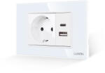 Luxion Priza Schuko si USB A+C cu Rama din Sticla LUXION, Standard Italian, 3M SmartElectro IntelligentHouse (LXI-045/47GF-W)