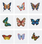 Figured Art Mini set 12 goblenuri cu diamante, fara sasiu, Fluturi, 18x15 cm (BT001)