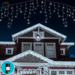 Remishop Jégcsap Fényfüzér 20m hideg fehér 400 LED 8 fénymód toldható kültéri/beltéri