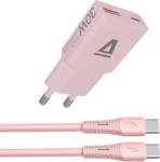 AVAX CH6417 Încărcător GaN de 30 W și pachet de cabluri din silicon USB-C de 60 W, roz (AVAX_CH6417)