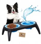 Wesoły Pupil Turista Kutyatál szett 2 darabos állvánnyal, 2x 500ml Szilikon Tálak (Miska dla psa zestaw 2 sztuk na stojaku BLUE)