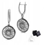 Ulex Premium Fülbevaló, 925-ös ezüst, elegáns napocska fülbevaló cirkónia kővel, hölgyeknek (BH-616-KA kolczyki wiszące oksydowane)