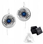 Ulex Premium Ezüst fülbevaló 925-ös finomságú, kék titániummal, "Harmatcsepp" kézműves, Nőknek (ART-700-K-HW)