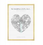  Washington város térkép poszter szívvel 50x70 cm arany keret (MP1-0044_50X70,045)