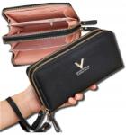 EdiBazzar Női Fekete Bőr Pénztárca Nagy Kétrekeszes Dupla Bőr Pénztárca (PORTFEL PORTMONETKA DAMSKA poręczny skóra)