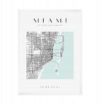  Miami várostérkép poszter négyzet alakú 21X29, 7 cm fehér keret (MP1-0078_21X29,7,063)