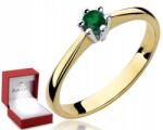 ZŁOCISTO Arany Gyűrű Smaragddal, Ingyenes Gravírozás, 0, 585 (biżuteria na urodziny imieniny rocznicę)