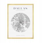 Térkép poszter, Usa, Dallas város, kb. 50x70 cm arany színű keret (MP1-0148_50X70,045)