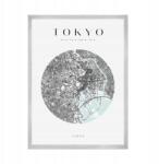  Tokió várostérkép plakát, Japán, Ázsia, Tokió, kör alakú, 21x29, 7 cm ezüst színű keret (MP1-0031_21X29,7,039)