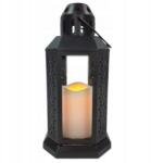 Cortina Dekoratív fekete lámpás 14x14x29cm XL méretű mécsestartó Cortina (Latarenka dekoracyjna + Świeczka)