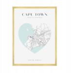  Fali poszter Cape Town várostérkép szívvel 50x70 cm arany keret (MP1-0134_50X70,045)