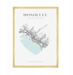  Honolulu várostérkép plakát szívvel 50x70 cm arany keret (MP1-0155_50X70,045)
