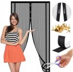  Szúnyogháló Erkélyajtóra Ablakra Mágneses Méret 80/90/100 x 210/220CM (moskitiera siatka czarna na drzwi okna)