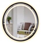 Stylowelustro Lustro Fi 80 CM Kerek Fekete Keretben Led Háttérvilágítással Érintőkapcsolóval Loft Stílus (LUSTRO LED FI 80 OKRĄGŁE W CZARNEJ RAMIE)