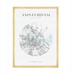  Poszter Várostérkép Hollandia Amszterdam kör alakú 50x70 cm arany keret (MP1-0022_50X70,045)