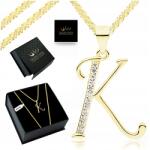 Golden Haus Arany Nyaklánc Női Medál Híresség Strasszok K Betű 925 585 65CM (złoty naszyjnik łańcuszek dla koleżanki bff)