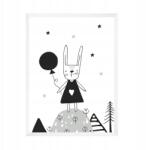  Gyerekplakát Nyuszi lufival 21X29, 7 cm fehér keret (MP1-0226_21X29,7,063)