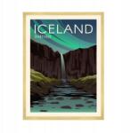  Izland Táj Plakát Tél Európa Hó Vakáció 50x70 cm arany keret (MP1-0161_50X70,045)