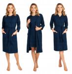 La Penna Női Pamut Köntös Terheseknek Vékony Pamut Kék Kötős M (szlafrok damski)
