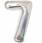PartyPal Léggömb Szám 7 Ezüst 100cm 1 méter 7 Születésnap 7 év Héliumos Fólia Nagy XXL