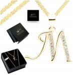 Golden Haus Arany Női Nyaklánc Medál M Betű 925 Medál Cirkóniákkal 55 CM (złoty naszyjnik łańcuszek dla dziewczynki 14k)