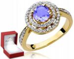 ZŁOCISTO Arany Gyűrű Tanzanittal És Gyémántokkal 0, 38 Ct Gravírozható (biżuteria na urodziny imieniny rocznicę)