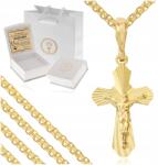 Golden Haus Arany Bismark Lánc 925 585 Aranyozott Ezüst Kereszt Kislánynak (Złoty naszyjnik bismark dla córki wnuczki 585)