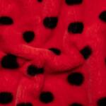  piros műszőrme rövid szőrrel, fekete pöttyökkel (648474)