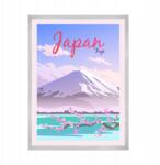  Japán Térkép, Ázsia, Fuji Hegyek, Tokió Poszter 21x29, 7 cm Ezüst Keret (MP1-0185_21X29,7,039)