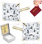  Ezüst Színű, Aranyozott Fülbevaló Kislánynak 925 Cirkónia 5 MM Négyzet Alakú (KOLCZYKI DLA DZIECI ZŁOTE WKRĘTKI SZTYFT 585)