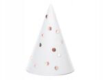 Party Deco Pöttyös Papírcsákók, fehér, 16 cm (1 csomag 6 db)