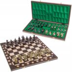 Square Római fa sakk készlet arany színű fém figurákkal 52 x 52 cm