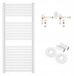 INVENA Fehér létra radiátor fürdőszobába, tartozékokkal (UG-01-12S)