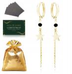 Golden Celebrity Arany Lógós Fülbevaló Csillag Lánccal Fekete Spinell Minta 925/585