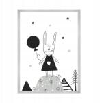  Gyerekplakát Nyuszi lufival 21X29, 7 cm ezüst keret (MP1-0226_21X29,7,039)