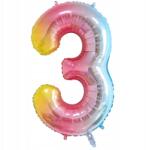  Léggömb Szám 3 Szivárvány 100cm 1 méter 3 Születésnap 3 Éves Héliumos Fólia XXL