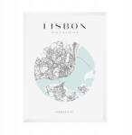  Portugália Lisszabon várostérkép poszter, kb. 21x29, 7 cm fehér keret (MP1-0109_21X29,7,063)
