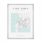  Fali poszter Cape Town várostérkép négyzet alakú 21X29, 7 cm ezüst színű keret (MP1-0132_21X29,7,039)