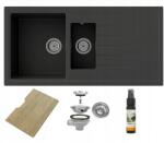 Granitan Gránit Mosogató 1, 5K Tölgy Deszka Solaris Kamrához (SOLARIS + DESKA DĘBOWA)