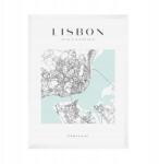  Lisszabon várostérkép poszter, négyzet alakú, 21x29, 7 cm fehér keret (MP1-0108_21X29,7,063)