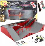  Fingerboard Szett Nagy Gördeszkapark Gyerekeknek Gördeszka Kerékpár FB-09-B (rampa + deskorolka + mini bmx)