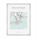  Helsinki várostérkép poszter, négyzet alakú, 21x29, 7 cm ezüst színű keret (MP1-0156_21X29,7,039)