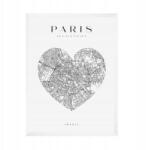  Párizs Franciaország Európa várostérkép poszter, szív motívummal, 21x29, 7 cm fehér keret (MP1-0029_21X29,7,063)